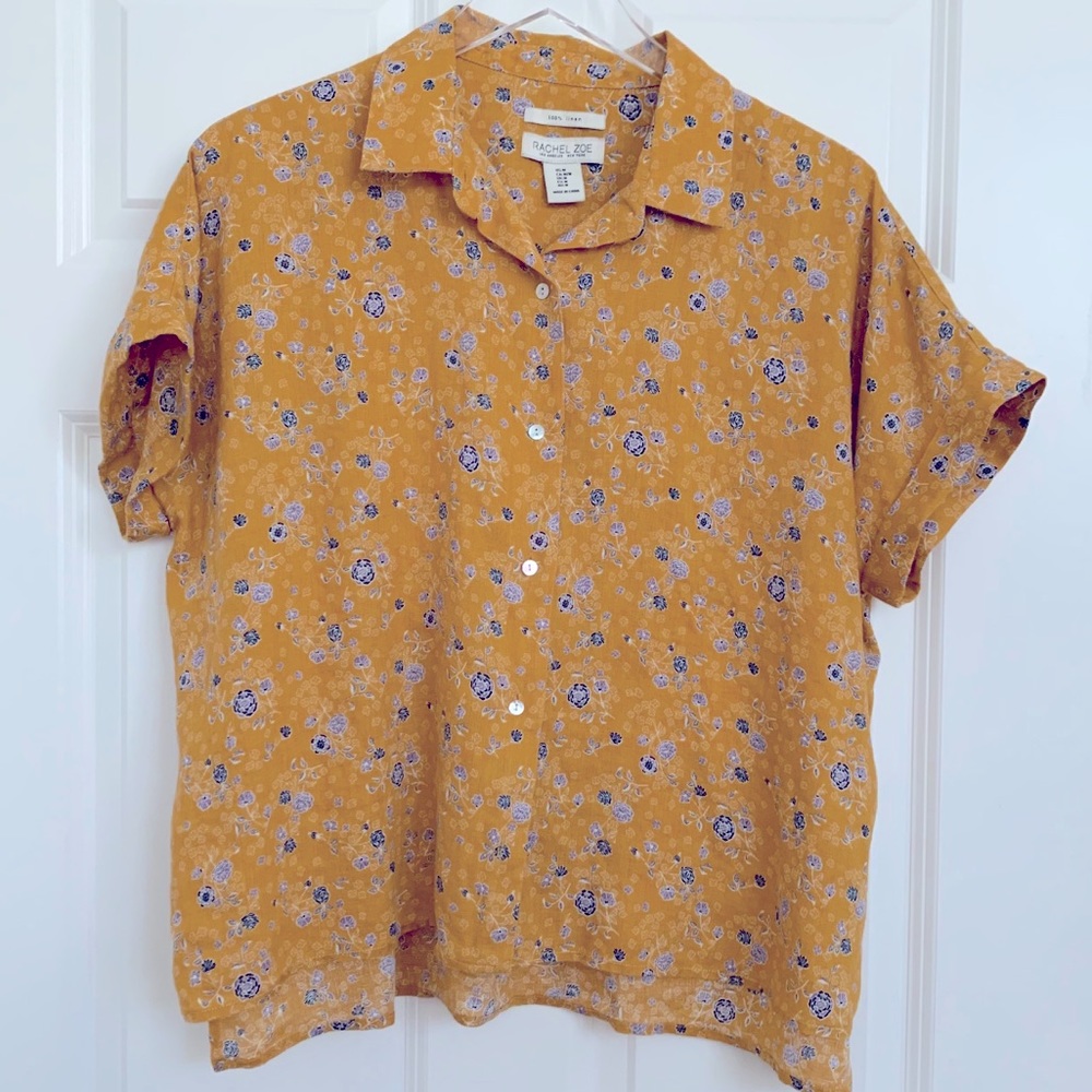 Floral Rachel Zoe linen button down shirt